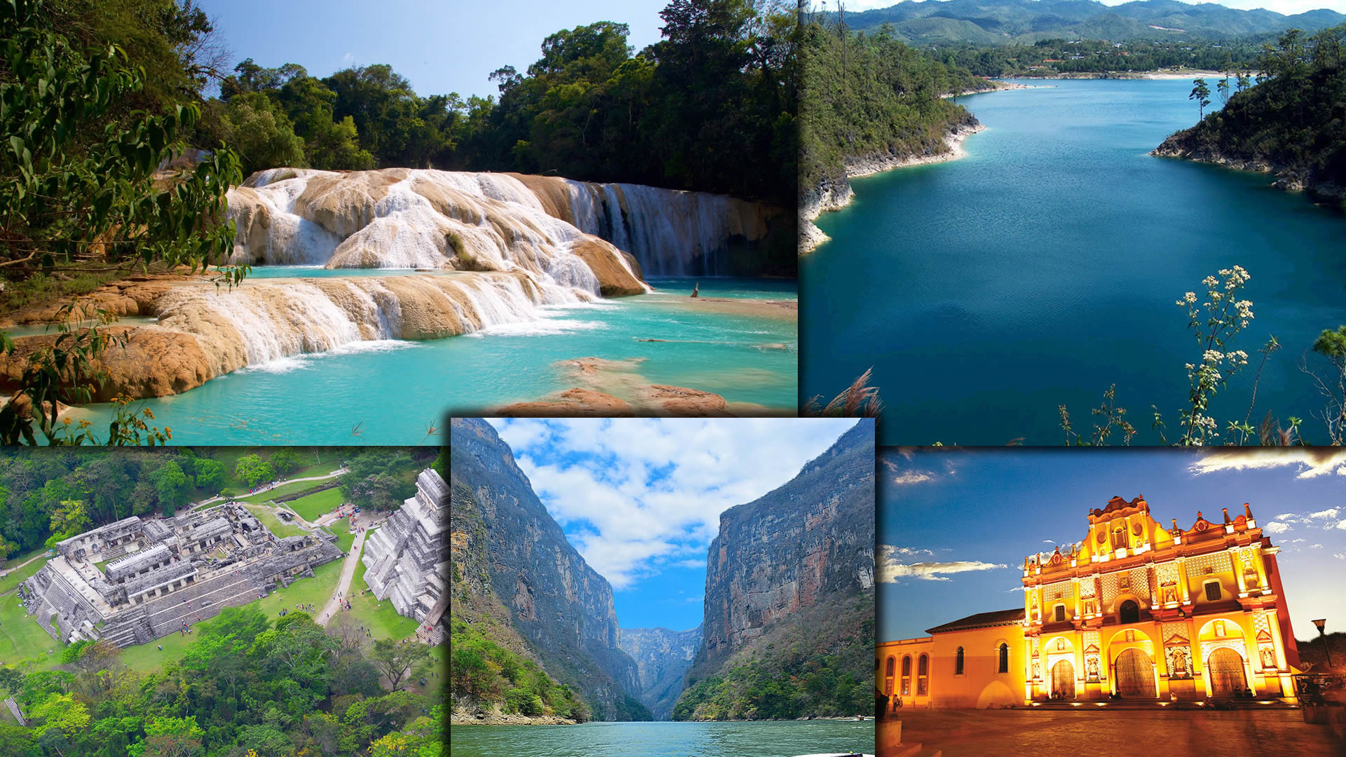 Majestic Palenque Ruins surrounded by jungle in Chiapas, Mexico