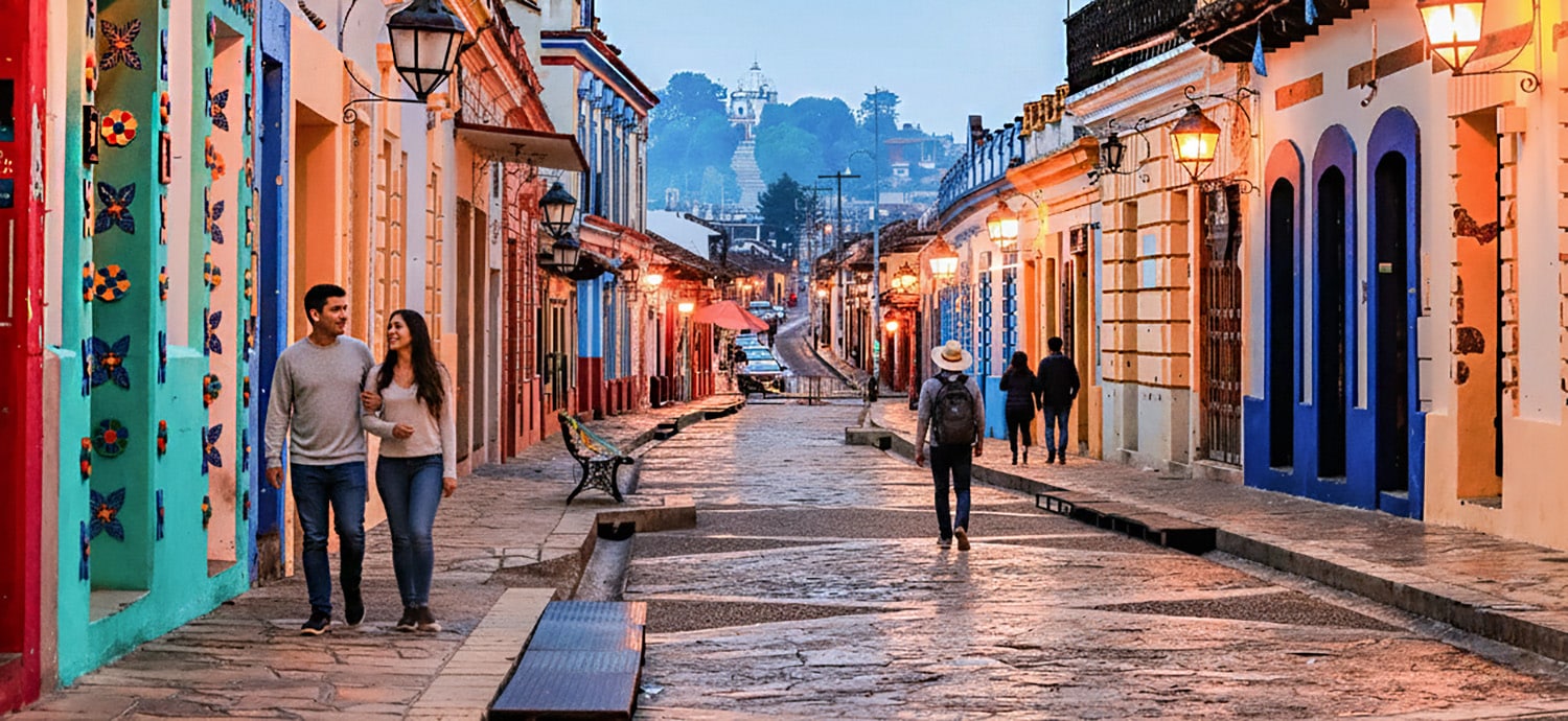 Colorful streets in San Cristobal de las Casas, Chiapas, Mexico